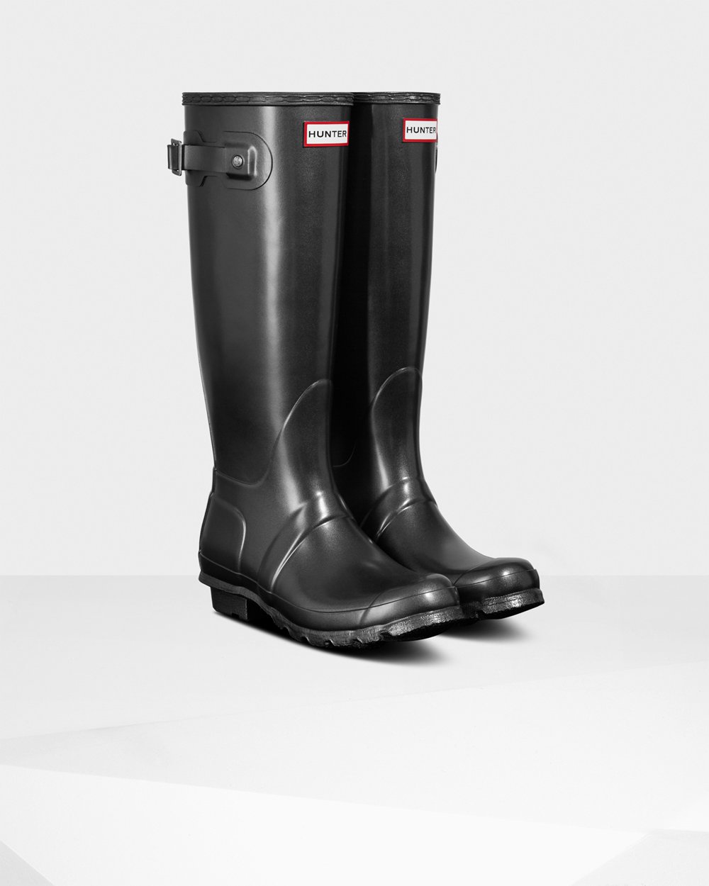 Bottes Hautes de Pluie Hunter Original Pearlized Femme Noir WOMPQUE-25